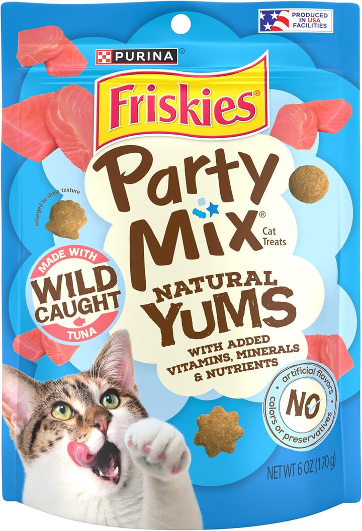 Purina  Natural Cat Treats, Party Mix Natural Yums with Wild Caught Tuna and Added Vitamins, Minerals and Nutrients - 20 Oz. Canister