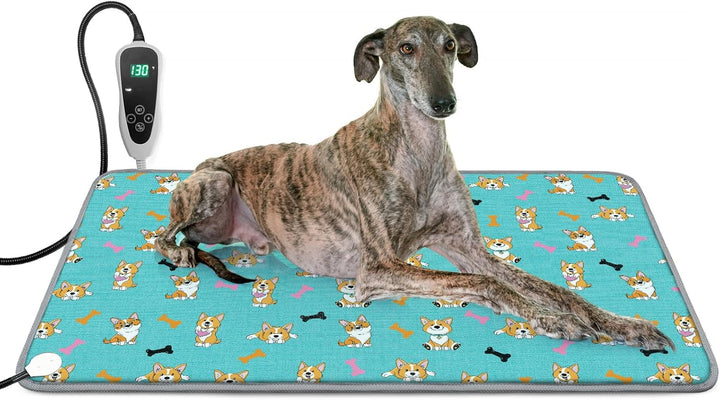 Large Dog Heating Pad 34X21In with Smart Thermostat Switch and Power Line Protection Tube,Obtained MET and UL Dual Certification,Waterproof Pet Heating Pad, Suitable for Dogs of All Ages