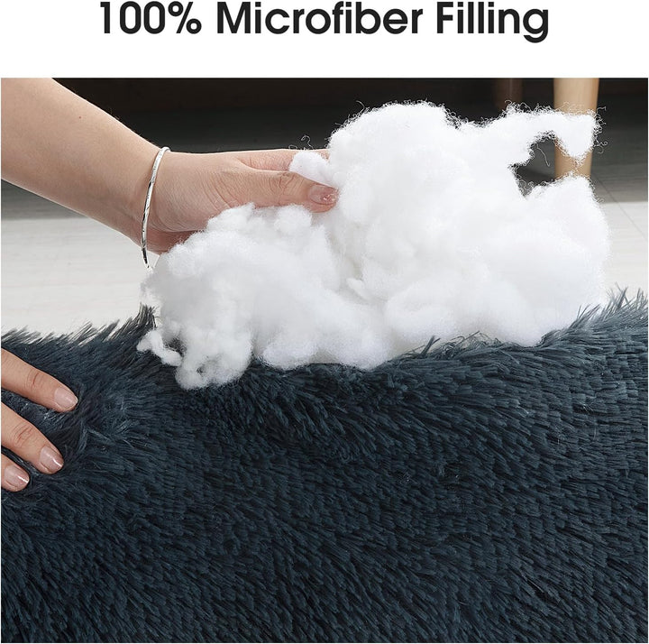 25" Dog Pillow for Large & Medium Dogs, Soft Faux Fur Calming Pet Pillow for Anxiety Relief, Machine Washable, Plush Pet Toy (Dark Grey, 25"X8"X4")