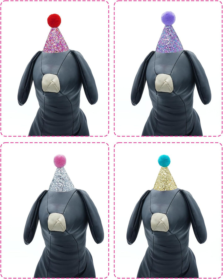 10 Pack Mini Small Dog Hats with Sequins Puppy Birthday Party Hats Cats Adjustable Holiday Hats Headband Kitten Hats Pet Grooming Costume Accessories
