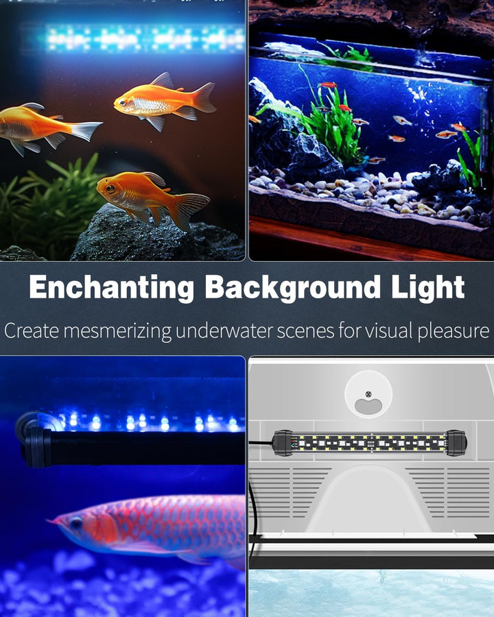 5 W Aquarium LED Light 8 Inch 24/7 Fish Tank Light with Full Spectrum Brilliant White Blue Red Green Lights Multi-Colored Leds with D/N Mode Single Color Effects Timer and Adjustable Brightness