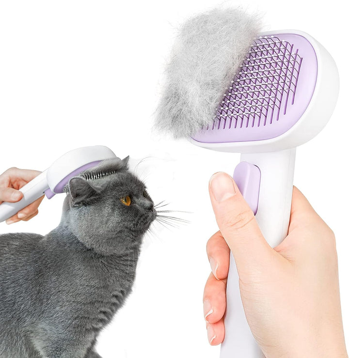 Cat Brush for Shedding, Cat Brushes for Indoor Cats, Cat Brush for Long or Short Haired Cats, Cat Hair Brush Cat Grooming Deshedding Brush for Dog Kitten Rabbit Massage Removes Loose Fur, White