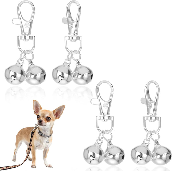 4 Pcs Mini Dog Collar Bells, Cat Bell, Silver Pet Pendant Accessories for Training, Loud Charms for Dogs and Cats