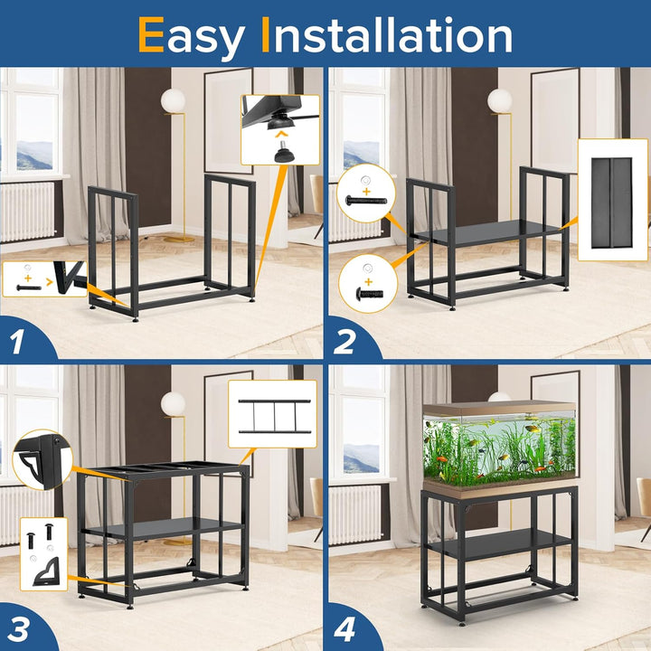 Fish Tank Stand 40 Gallon, Metal Aquarium Stand 36.5" L X 18.5" W*29.5”H, Double-Layer Storage Design, Suitable for Home and Office Use, 660LBS Capacity, Black (Tank Not Included)