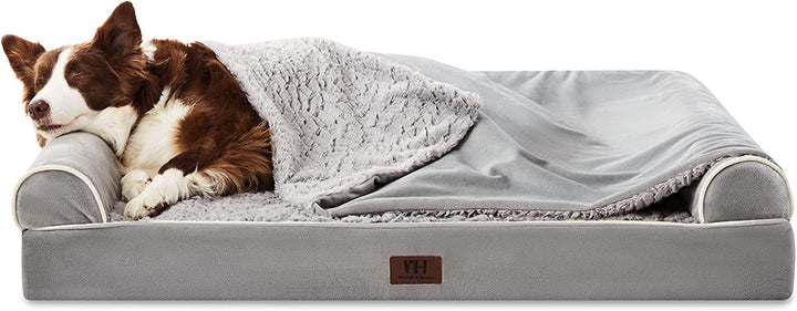 Dog Beds Large Sized Dog, Orthopedic Large Pet Bed with Waterproof Lining, Removable Washable Cover and Nonskid Bottom, Medium Couch, Grey