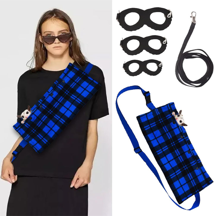 Sugar Glider Harness & Leash Set - Escape-Proof 3-Piece Adjustable Vest for Squirrels Rats Mice Mouse & Small Animals - Hamster Gerbil Walking Gear, Pet Toy Accessories, Black