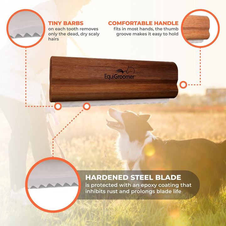 Easygroomer Deshedding Brush for Dogs Cats| Natural Mahogany | Undercoat Tool for Large and Small Pets | Comb Removes Loose Dirt, Hair and Fur While | Perfect for Short and Long Hair Grooming Shedding