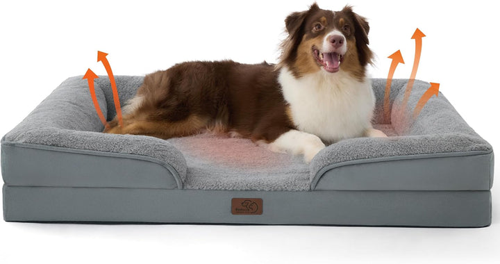 Orthopedic Dog Beds Large Sized Dog - Washable Large Dog Cat Bed Waterproof, Comfort Dogs Couch Sofa with Washable Removable Cover, Pet Bed with Nonskid Bottom, Grey, 35"