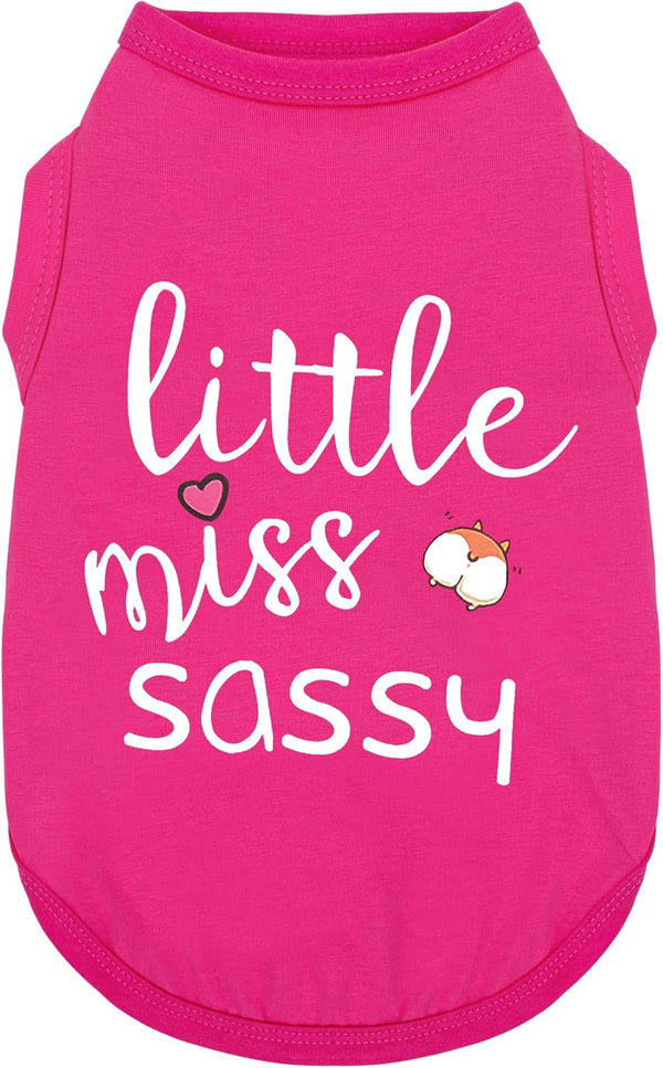 Dog Clothes Fashionable Sleeveless Pet Vest: 'Little Miss Sassy' Printed Cotton Dog Shirt, Ideal for Small, Medium, and Large Breeds, Ensuring Comfort and Breathability Rose Red S