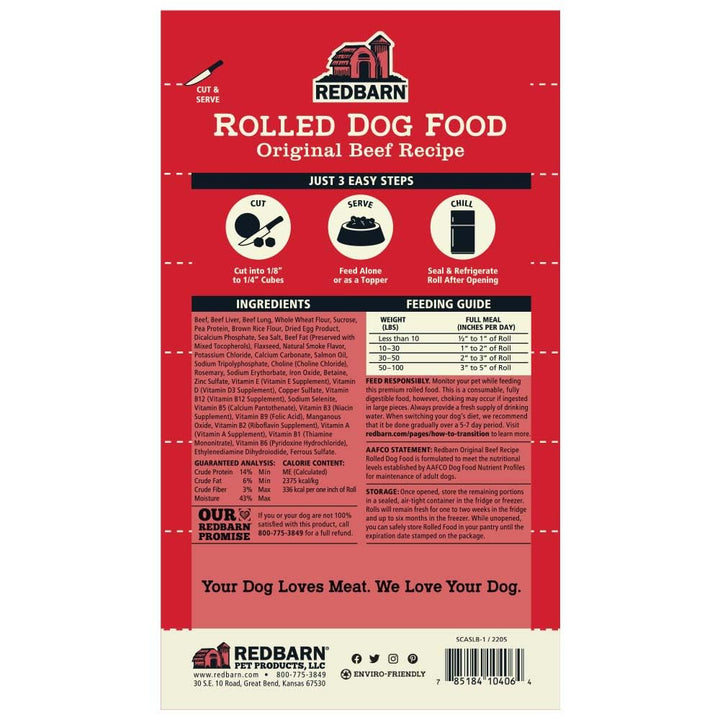 Premium Rolled Dog Food, Semi-Moist, Beef Recipe - High Protein Full Feed, Topper, Training Treat, or Pill Pouch - Balanced Meal with Functional Ingredients - 4 Lb, 8 Rolls