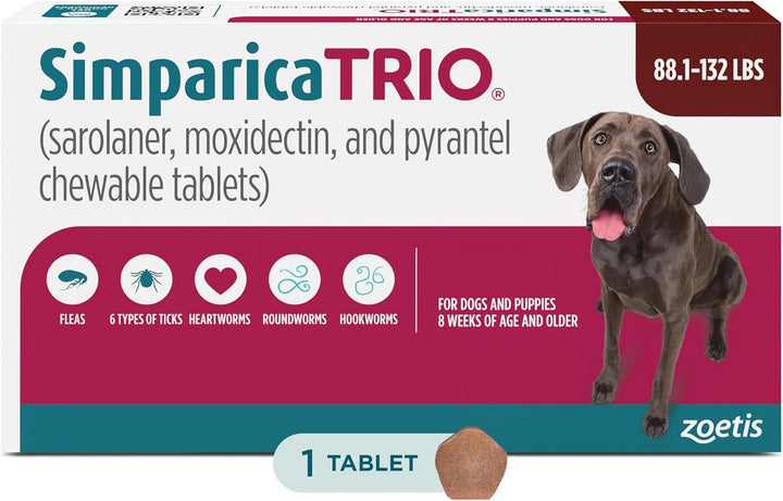 (Sarolaner, Moxidectin, and Pyrantel Chewable Tablets) Chewables for Dogs, 48 Mg/Tab, 44.1-88 Lbs, (Green), 6 Tablets