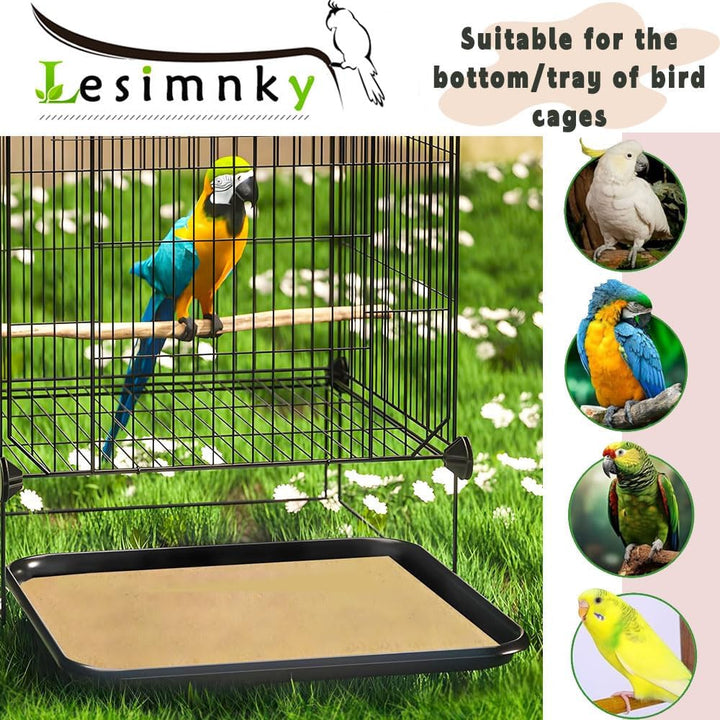 Bird Cage Liner 50-Pack 17” X 11” Gravel Paper Cuttable Pet Sandpaper Special for Bird Cage in Sea Sand, Easy Clean Pet Sandpaper Calcium Paper for Birdcage Parrots Cockatiels (50)