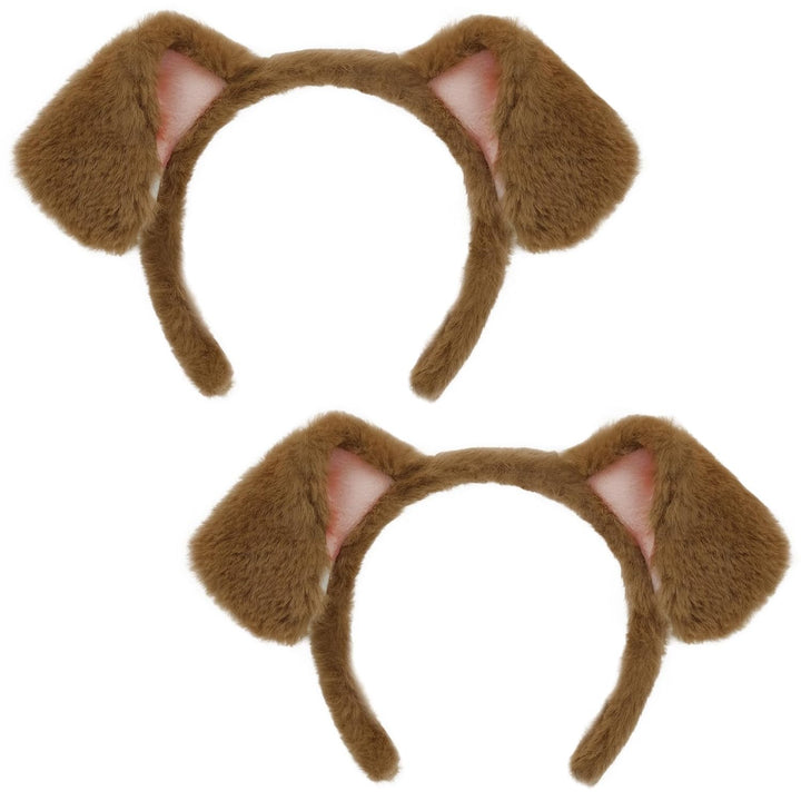 Dog Ears Golden Movable, Realistic Animals Ears Headband Brown, Fluffy Cat Bunny Bear Costume Halloween Christmas for Washing Makeup Cosplay Birthday Party