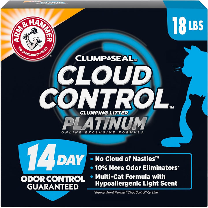 Clump & Seal SLIDE Platinum Multi-Cat Clumping Cat Litter, 14-Day Odor Control, EZ Clean Technology, 18 Lbs – No Scrubbing, Powerful Odor Eliminator
