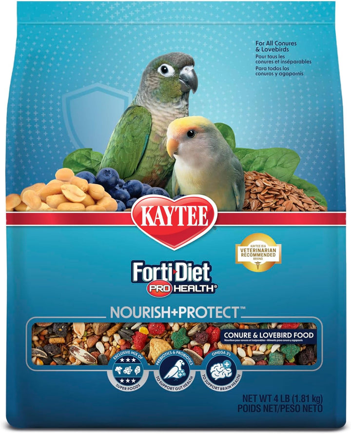 Forti-Diet Pro Health Nourish+Protect Conure & Lovebird Food, Comprehensive Nutrition Backed by Science, Digestive Health, Immune Support, 4 Pounds
