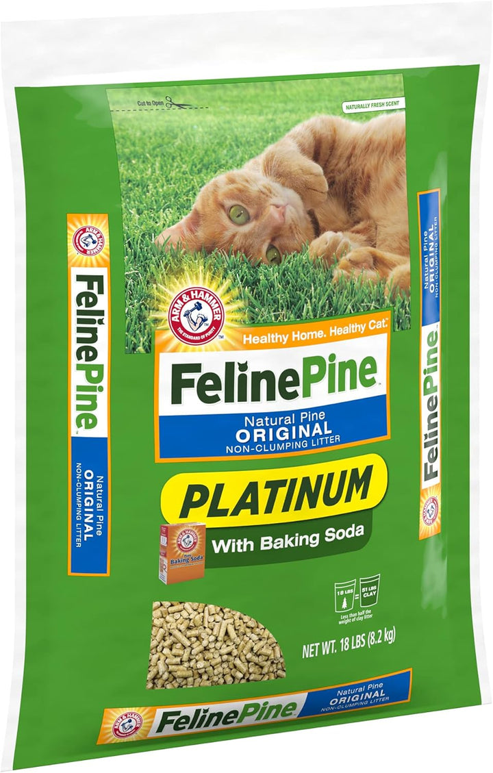 Feline Pine Platinum Non-Clumping Cat Litter, Feline Pine Cat Litter 18Lb