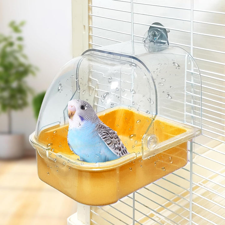 Bird Bath for Cage, Cleaning Pet Supplies Cockatiel Bird Bathtub with Hanging Hooks for Little Bird Parrots Spacious Parakeets Portable Shower for Most Birdcage(Blue)