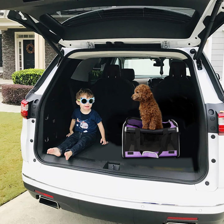 Carrying Bag for Yorkie Dog Travel Kennel Ventilated Softside Pet Carrier Tiny Dog Crate for Teacup Poodle 12Lb Large Kitty Transport Cage with Cover Chihuahua Supply Purple