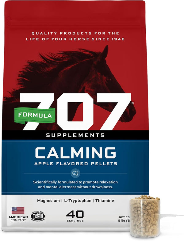 Calming Equine Supplement 5LB Bag – Anxiety Relief and Enhanced Focus for Horses – L-Tryptophan, Thiamine & Magnesium