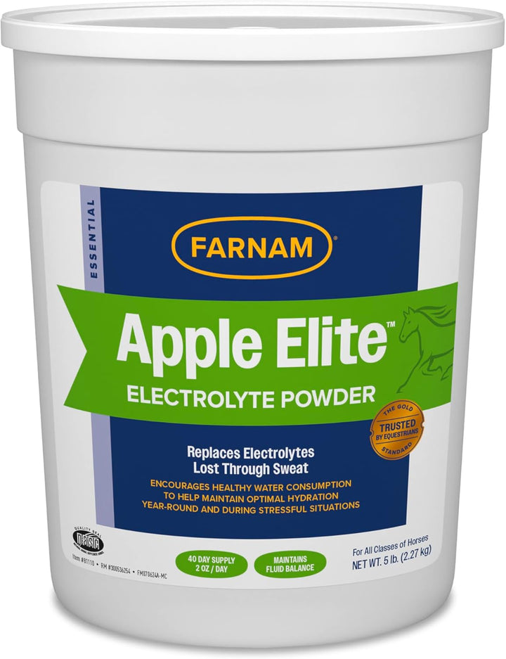 Apple Elite Electrolyte Powder Supplement for Horses, Replaces Vital Minerals, Encourages Hydration, No Added Sugar, 5 Pounds