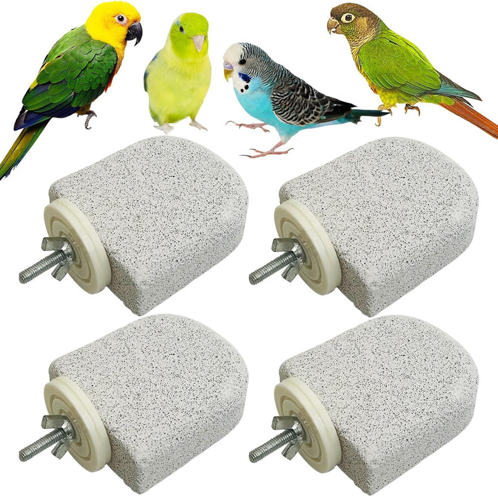 4 PCS Bird Perch Stands Parrot Calcium Perch Beak Grinding Stone Foot Claws Trimmer Parakeet Platform Parrot Chewing Toys for Small Medium Cockatiel Conure Lovebird Finch