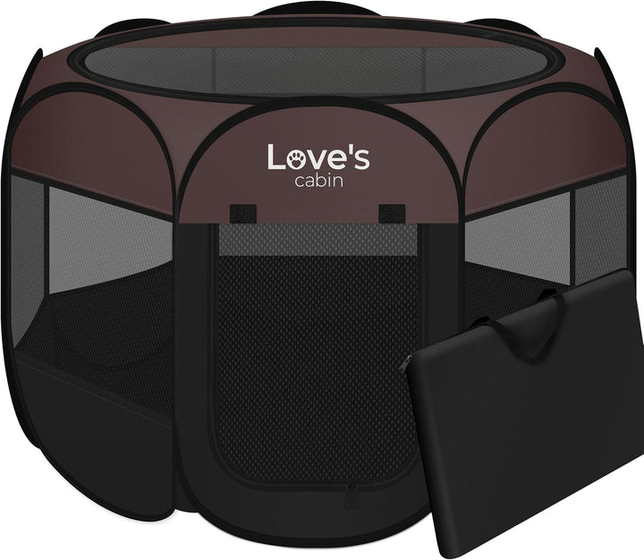 Pet Puppy Dog Playpen, Small Dog Tent Crates Cage Indoor/Outdoor, Portable Playpen for Cat, Foldable Pop up Dog Kennel Playpen with Carring Case, Removable Zipper Top, Grey