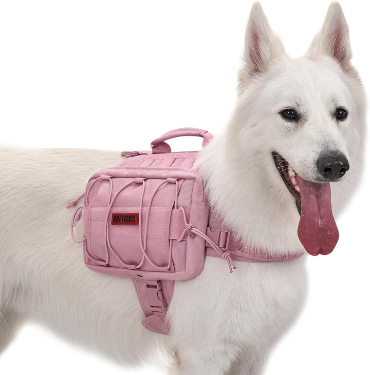 Dog Backpack for Medium & Large Dogs, Mammoth Nylon Dog Pack Tactical Backpack Harness with Side Pockets for Hiking Walking Training Running
