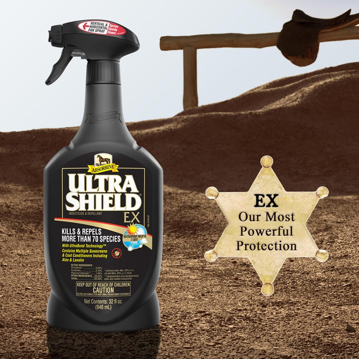 Ultrashield EX 32Oz Sprayer Insecticide, Kills & Repels Flies, Mosquitoes, Ticks, Fleas, Lice, Use on Horses, Dogs, Premises
