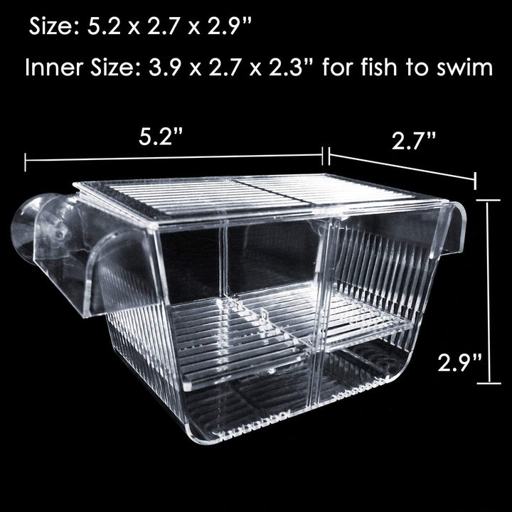 Fish Breeding Box, Acrylic Fish Isolation Box with Suction Cups, Aquarium Acclimation Hatchery Incubator for Baby Fishes Shrimp Clownfish and Guppy... Small Size (S)
