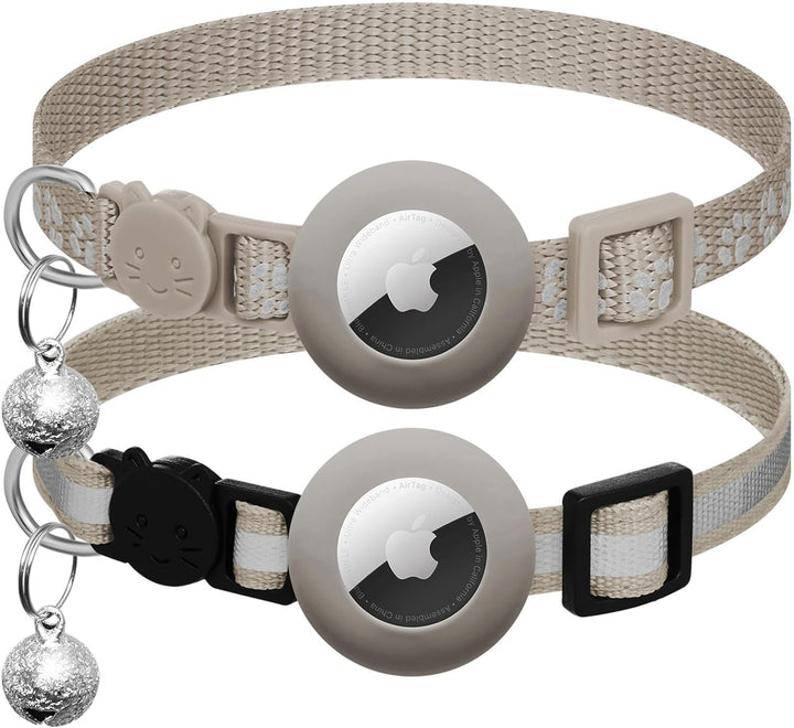 2 Pack Airtag Cat Collar Breakaway with Bell,Reflective Kitten Collar with Apple Airtag Cat Collar Holder,Adjustable 7-12In,Safety Buckle for Girl Boy Cats,Pet Supplies,Accessories,Gifts (Pink)