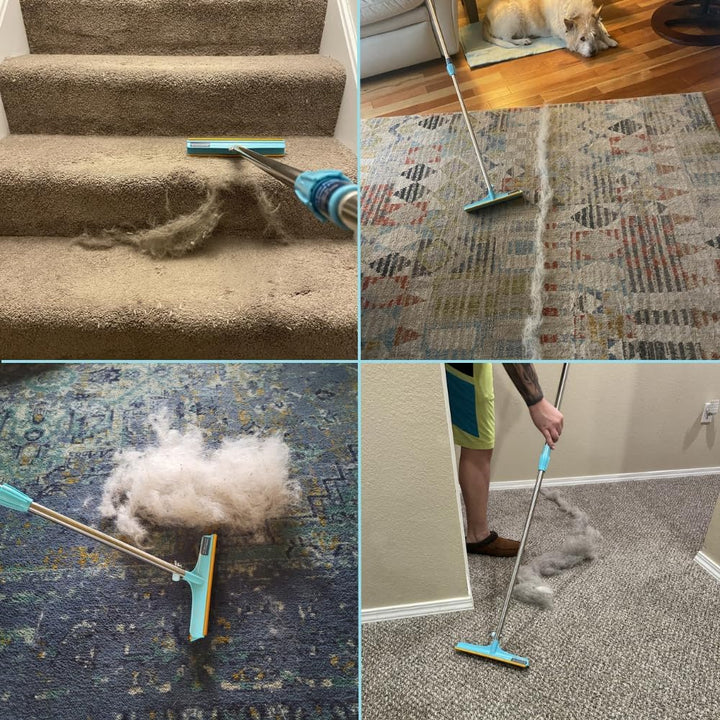 er Xtra Pet Hair Removal Tool: Reusable Carpet Rake with Telescopic 60" Handle - as Powerful as er Pro Pet Hair Remover, but Made for Carpets, Curtains - Don'T Bend Don'T Kneel