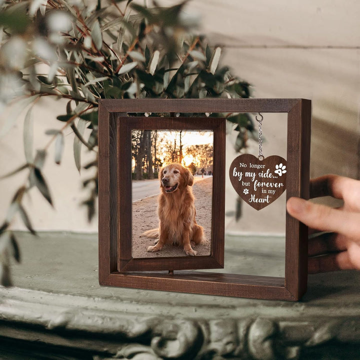 Dog Memorial Picture Frame - Rotating Wooden Picture Frame for 4X6 Photo - Dog Memorial Gifts for Loss of Dog - Pet Memorial Gifts - Dog Loss Sympathy Bereavement Remembrance Gift