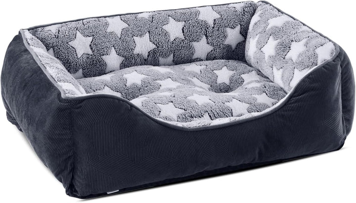 Small Dog Beds Small Size Dogs, Rectangle Washable Dog Bed, Orthopedic Dogs Sofa Bed, Pet Cuddler Anti-Slip Bottom, Soft Calming Sleeping Warming Puppy Bed (S (20"X 19"X 6"), Black)