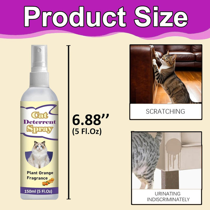 Cat Deterrent Spray,5 Fl Oz Natural Safe Cat Spray for Indoor & Outdoor,Effective Training Aid for Furniture,Sofas,Rugs,Yellow