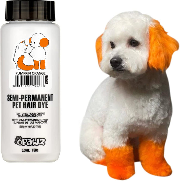 Semi-Permanent Dog Hair Dye, Food-Grade Pigment Dog Dye, Non-Toxic Pet Hair Dye for Dogs, Cats and All Pets Can Be Bathed (Pumpkin Orange)