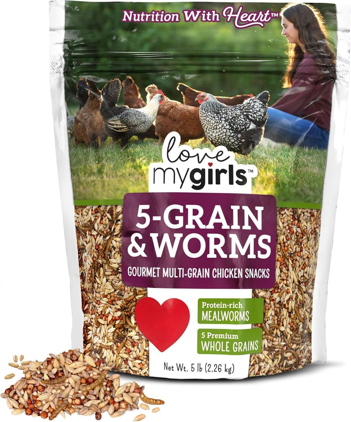 : Chicken Snacks - Veggies & Worms - 5Lb Bag - Global Harvest, Gourmet Multi-Grain Treats, Corn-Free, Nutritious & Protein Rich Mealworms