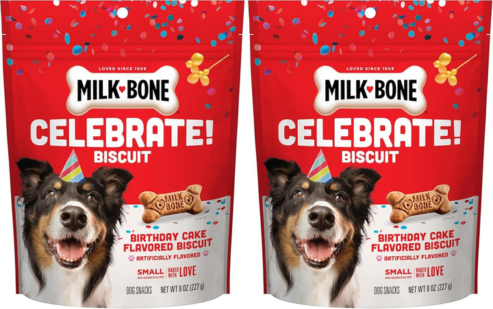 Celebrate Birthday Cake Artificially Flavored Biscuits, Small Dog Treats, 8 Oz. Bag