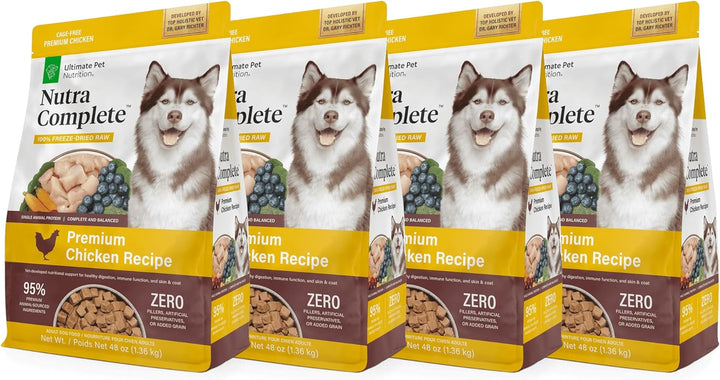 Nutra Complete Freeze Dried Raw Dog Food, Veterinarian Formulated with Antioxidants, Prebiotics & Amino Acids (3 Pound, Beef)