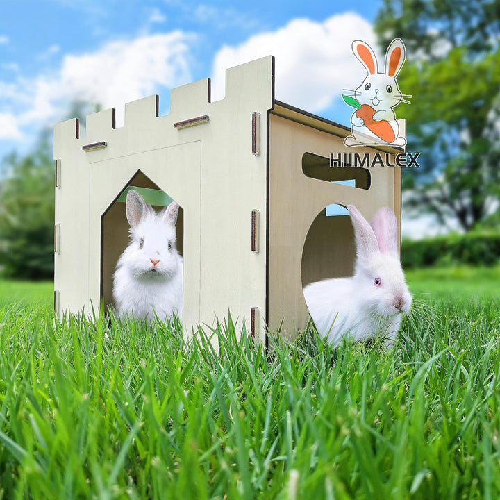Large Sturdy Bunny House with Spacious Balcony Hidey Detachable Playhouse for Rabbit Hideout Castle Tower Toys for Indoor Bunnies Guinea Pig Hamster Chinchilla Gerbil