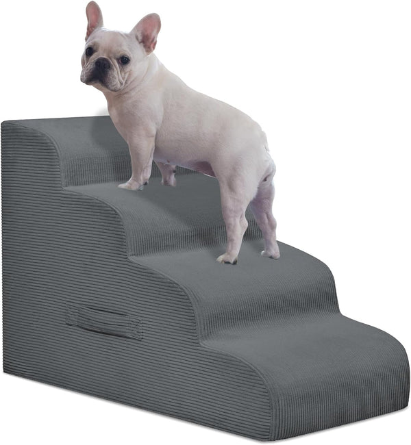 Dog Stairs for Small Dogs and Cats, 20" H 4 Steps Dog Ramp for High Beds, Couch, Sofa, Waterproof Pet Stairs with Removable Washable Cover, Non-Slip Sturdy Pet Steps
