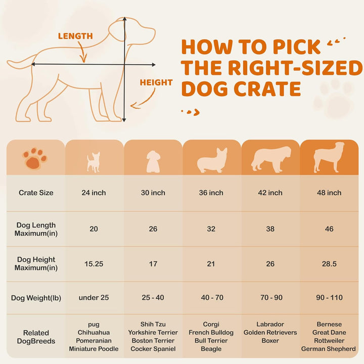 42 Inch Double Door Dog Crate W/Divider for Puppy to Adult XL Collapsible Metal Crate with Removable Tray Wire Dog Kennel for Large Dogs Portable Travel Cage, Black