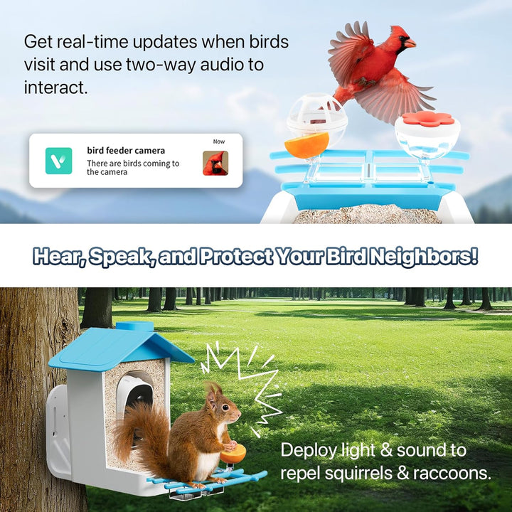 Smart Bird Feeder with Camera - Solar Powered Birdfeeder Cam 2K HD AI Smart Identify Bird Species, Instant Arrival Alerts，Auto Record Birdvideo, Two-Way Audio, Gift for Birds Lover