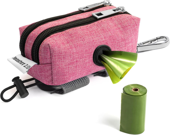 Dog Poop Bag Holder for Leashes - Dog Poop Bag Dispenser and Treat Holder with 2 Waterproof Pouches for Pet Waste Bags and Walking Accessories + 1 Free Roll -  (Black)