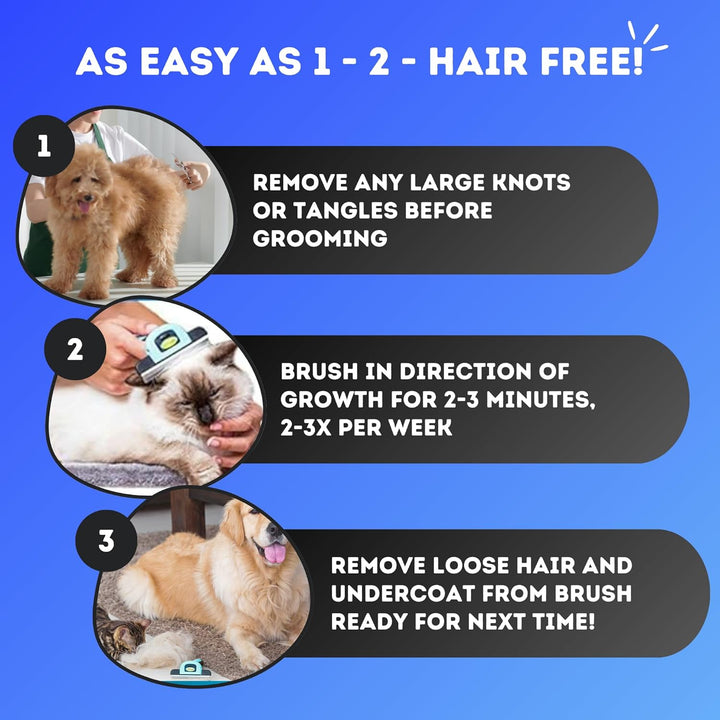 Deshedding Tool | Stainless Steel Grooming Brush for Shedding Fur Removal - Cats and Dogs