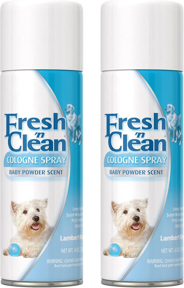 Fresh ’N Clean Cologne Spray - Baby Powder Scent - 6 Oz, Pack of 2 - Controls Odor & Keeps Dogs Smelling Fresh