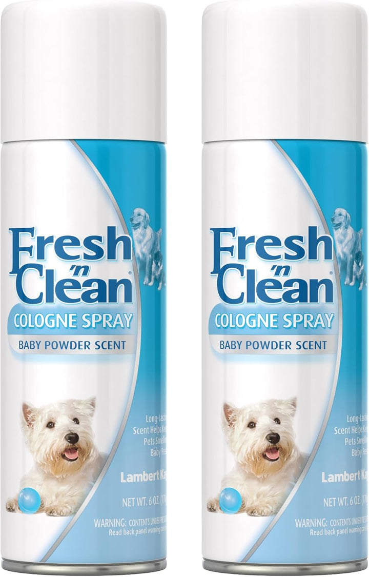 Fresh ’N Clean Cologne Spray - Baby Powder Scent - 6 Oz, Pack of 2 - Controls Odor & Keeps Dogs Smelling Fresh
