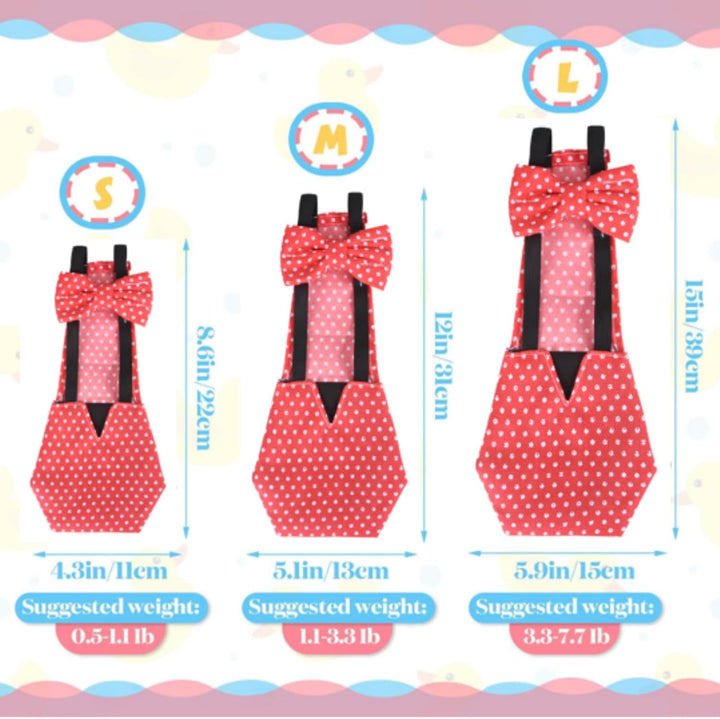 6 Pcs Washable Chicken Diapers Reusable Pet Diaper with Bow Tie for Pet Ducks Hens Goose Clothes Poultry Nappies Waterproof Adjustable for Hen Rooster Chicken(Classic,M)