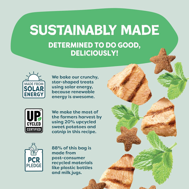 Crunchy Cat Treats - Catnip Treats for Cats with Digestive Support, Kitten Treats with Real Chicken, Natural & Healthy Flavored Feline Snacks - Catnip N Chill, 1-Pk (12 Oz)