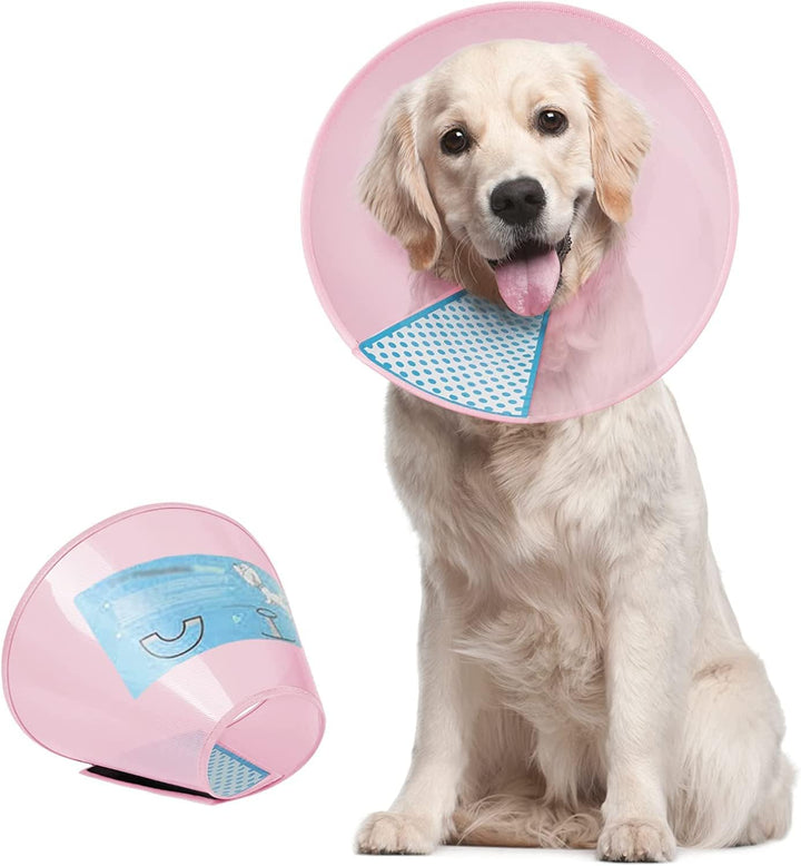 Dog Cone Collar Adjustable after Surgery, Comfortable Pet Recovery Collar & Cone for Large Medium Small Dogs, Elizabethan Dog Neck Collar Plastic Practical
