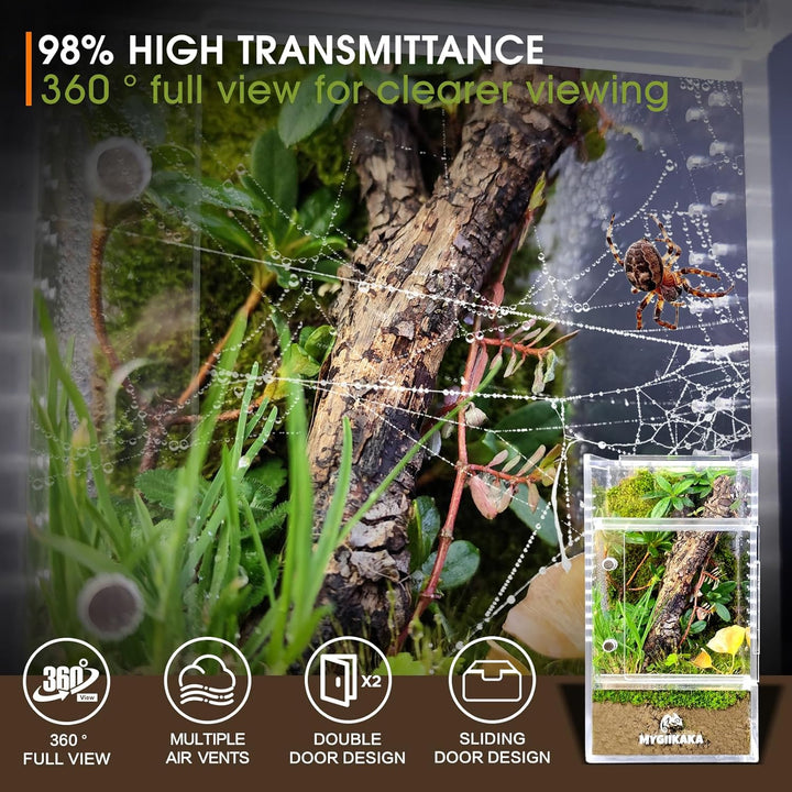 Jumping Spider Enclosure Accessories, Tarantula Spider Box, Bug Cage, Praying Mantis Habitat Enclosure, Snail Insect Terrarium, Caterpillar Habitat (3X3X6 Inch)